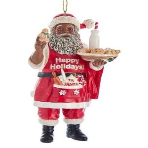 Kurt Adler Black Santa Claus Ornament with cookies